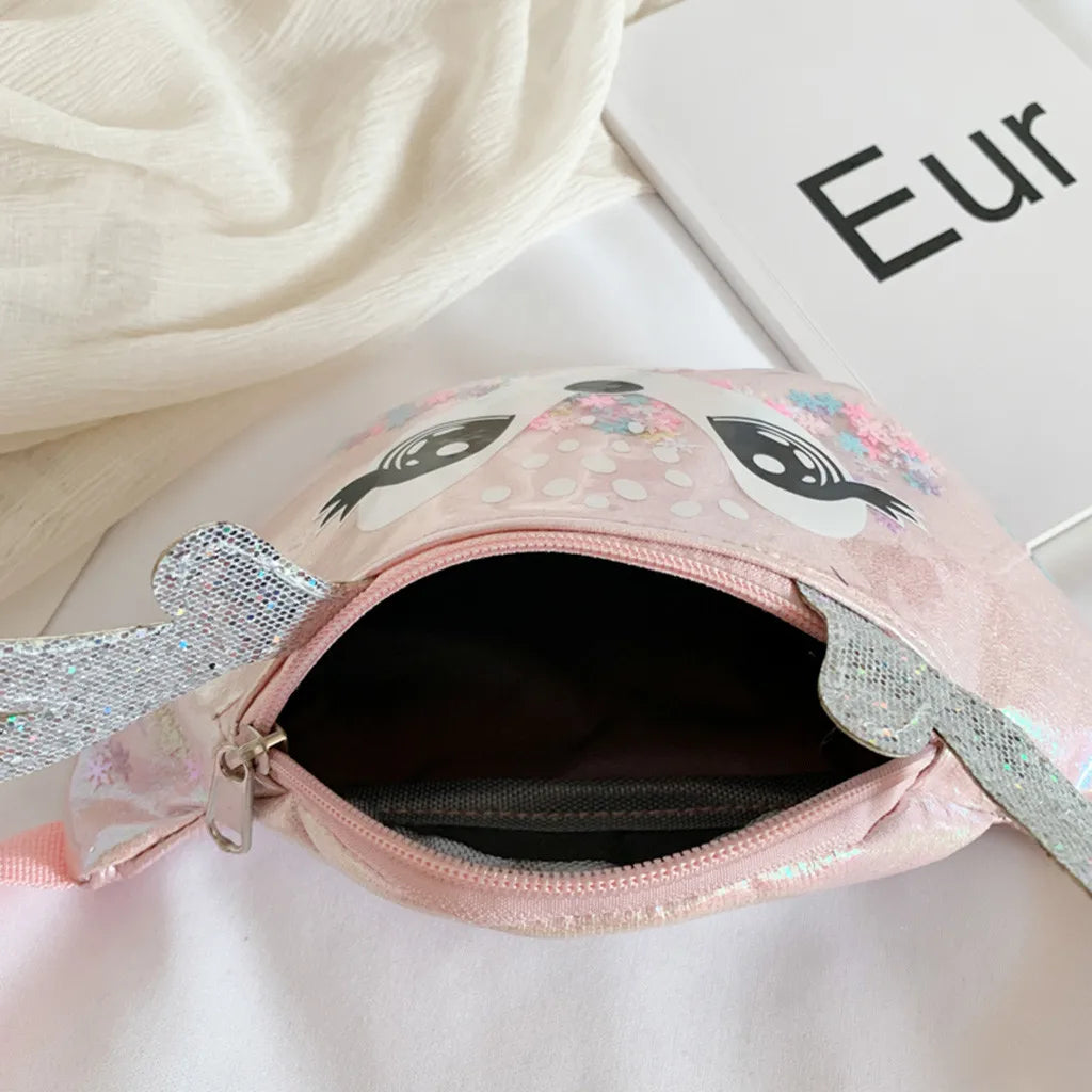 Elk Antlers Female Waist Bag Kids Fanny Pack Cartoon Pu Leather