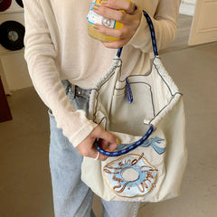 Retro Nylon Embroidery Eco Tote Bag Women's Handbags