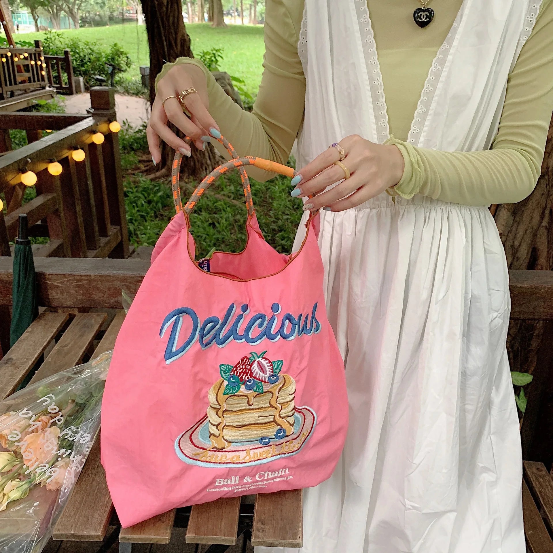 Retro Nylon Embroidery Eco Tote Bag Women's Handbags