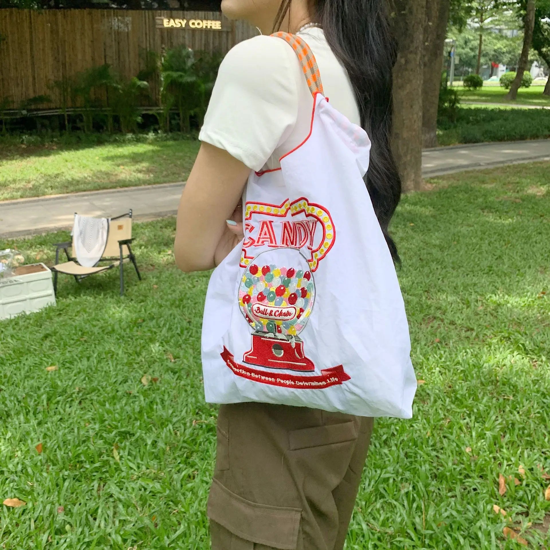 Retro Nylon Embroidery Eco Tote Bag Women's Handbags