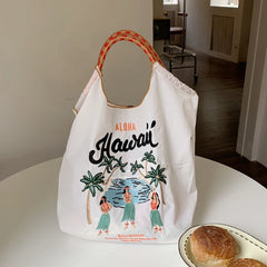 Retro Nylon Embroidery Eco Tote Bag Women's Handbags