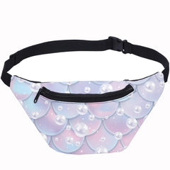 Fish Scale Sport Waist Bag for Women Girls Kids Zipper Female