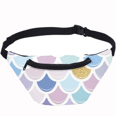 Fish Scale Sport Waist Bag for Women Girls Kids Zipper Female