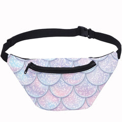 Fish Scale Sport Waist Bag for Women Girls Kids Zipper Female