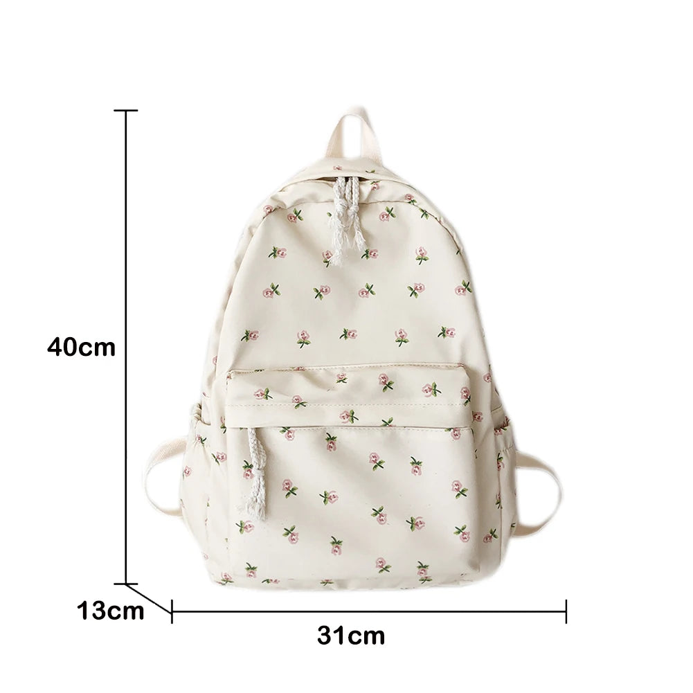 Floral Fresh Style Backpack Women Waterproof Nylon School Bags For Teenager Girl