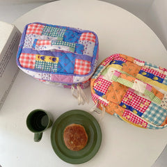 Floral Stitching Women's Cosmetic Bag Large Capacity Portable Wash