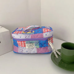 Floral Stitching Women's Cosmetic Bag Large Capacity Portable Wash