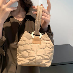 Flower Pattern Bucket Bag Women?s Handbag Purse Cotton Pad Small Tote Bag