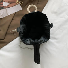 Flower Pattern Bucket Bag Women?s Handbag Purse Cotton Pad Small Tote Bag