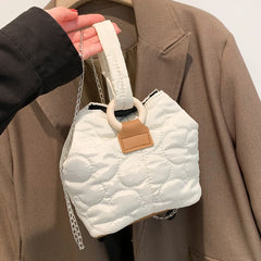 Flower Pattern Bucket Bag Women?s Handbag Purse Cotton Pad Small Tote Bag