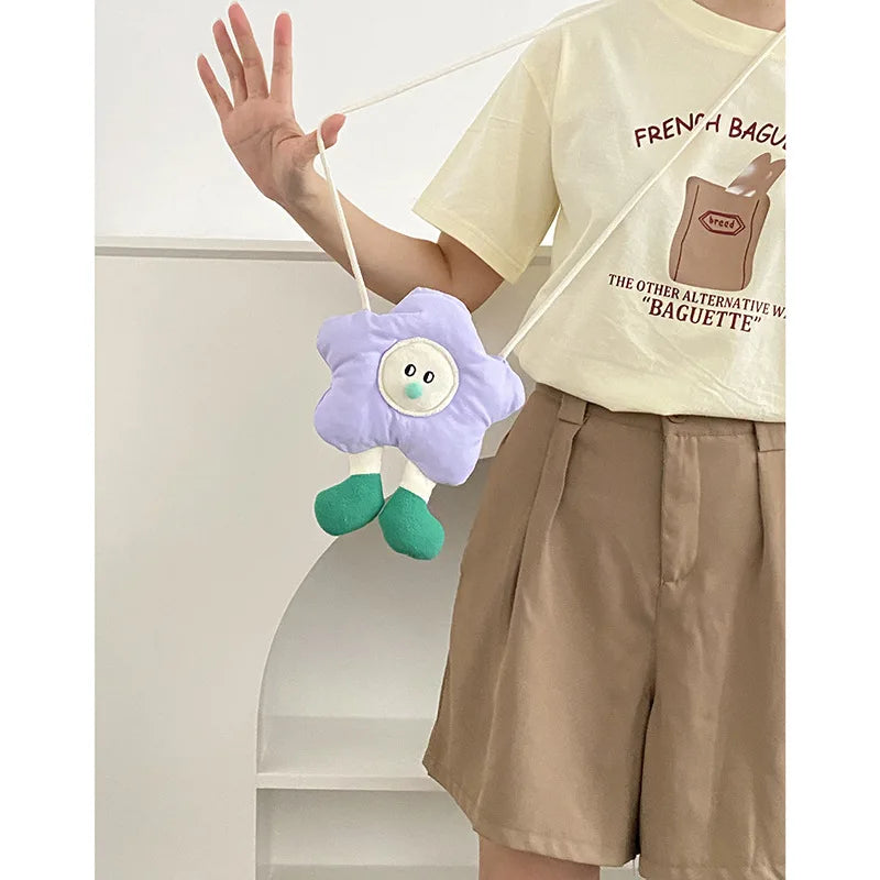 Flower Shape Women's Small Messenger Bag Soft Corduroy Floral Shoulder Handbag
