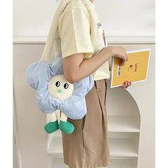 Flower Shape Women's Small Messenger Bag Soft Corduroy Floral Shoulder Handbag