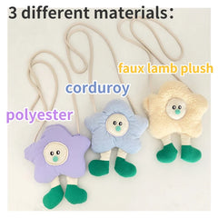 Flower Shape Women's Small Messenger Bag Soft Corduroy Floral Shoulder Handbag
