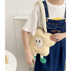 Flower Shape Women's Small Messenger Bag Soft Corduroy Floral Shoulder Handbag