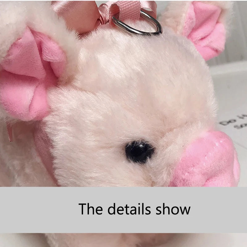 Fluffy Pig Bag Women Cartoon Pig Sling Bag Animal Pig Shaped Plush Shoulder Bag