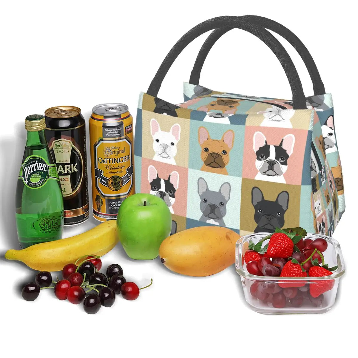 French Bulldog Lunch Bag Insulated Thermal Food Tote Women Kids Picnic Bag