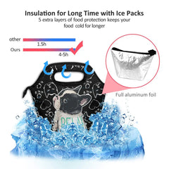 French Bulldog Print Lunch Bag Insulated Thermal Portable Tote Ice Pack