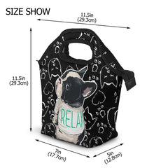 French Bulldog Print Lunch Bag Insulated Thermal Portable Tote Ice Pack