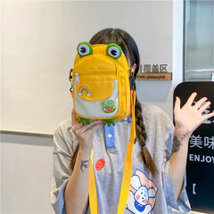 Funny Frog Cartoon Girl Chest Bag Cute Messenger Crossbody Nylon Women Bag