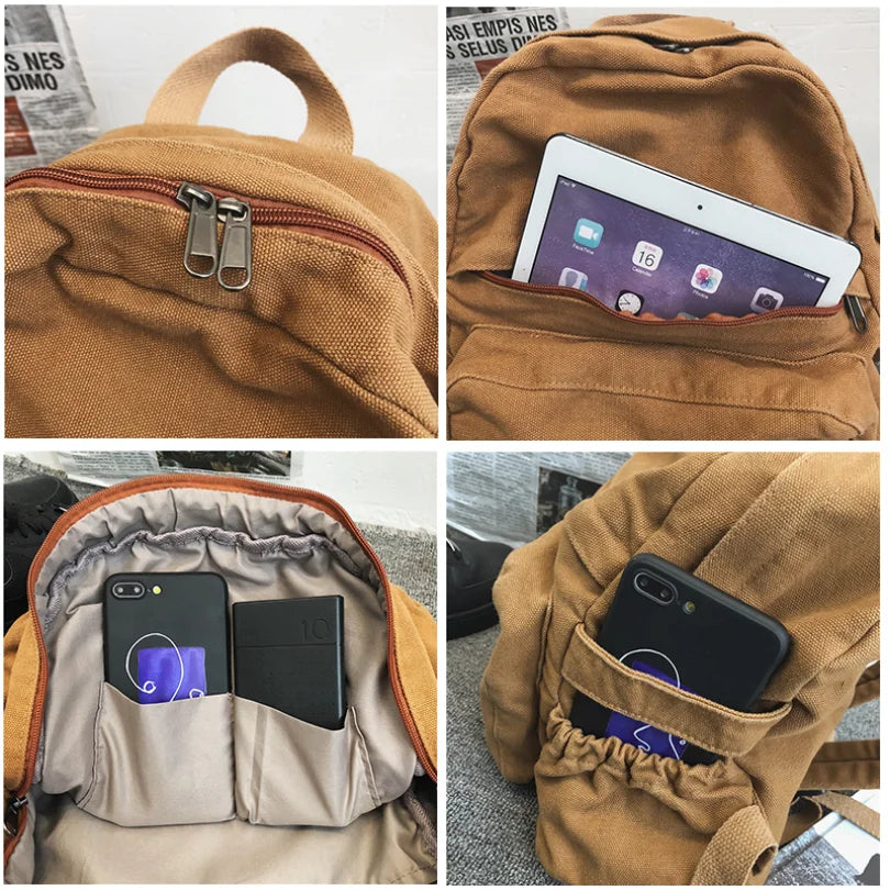 Casual Canvas Girl Backpack for Teenage Girls