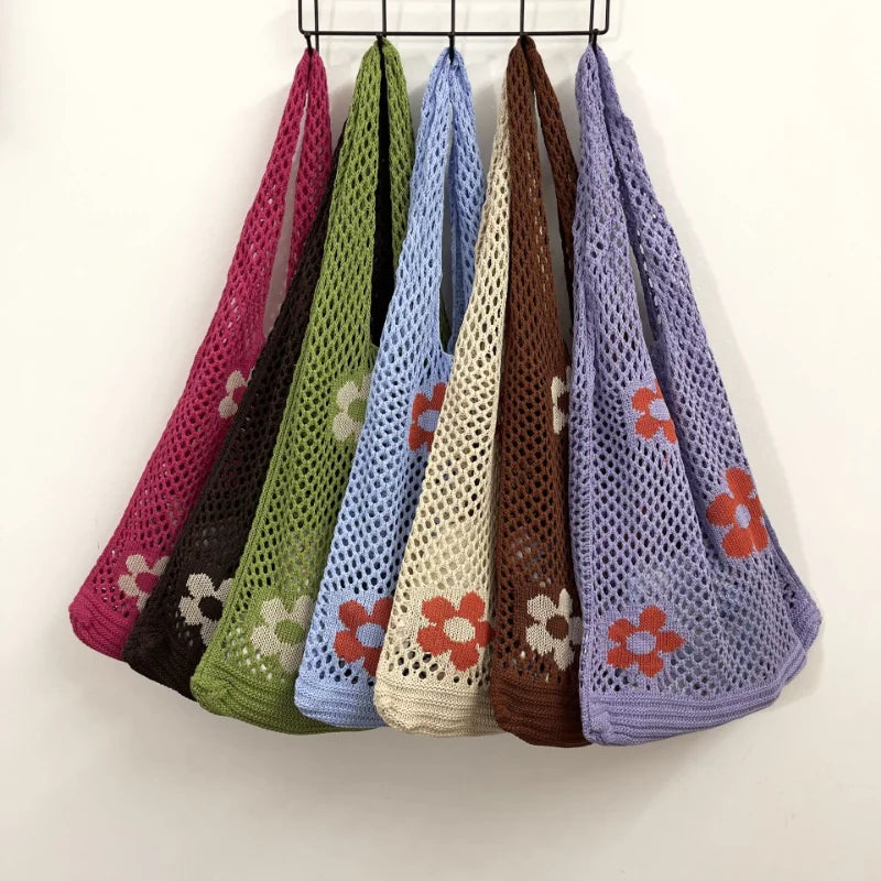 Girl Flower Cut-out Shoulder Bag for Women Large Capacity Versatile Handbag
