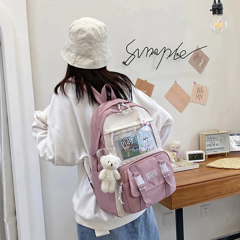 Girls Backpack Women Large Capacity Ins School Bag For Teenage Female Student
