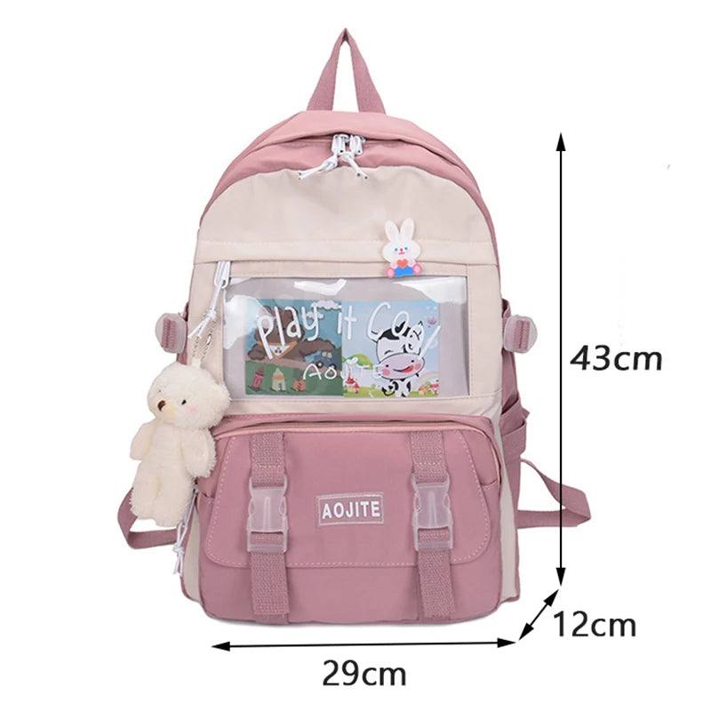 Girls Backpack Women Large Capacity Ins School Bag For Teenage Female Student