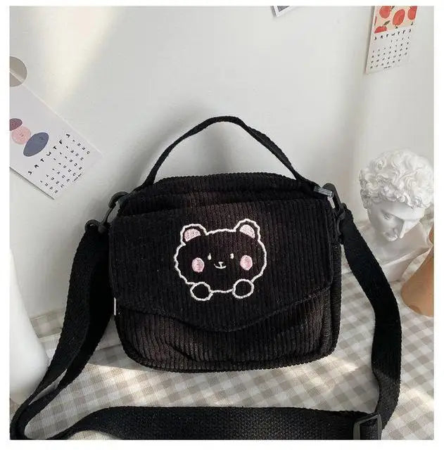 Harajuku Japanese Corduroy Messenger Bag Student Shoulder Travel Purse