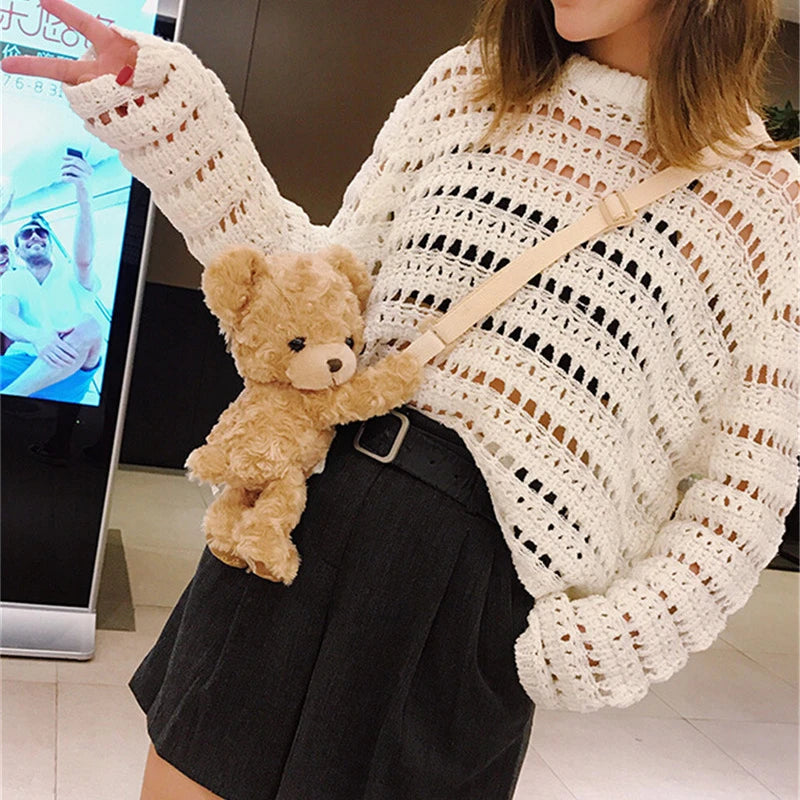 Smile Bear Soft Plush Doll Lolita Handbag Animal Shoulder Bag