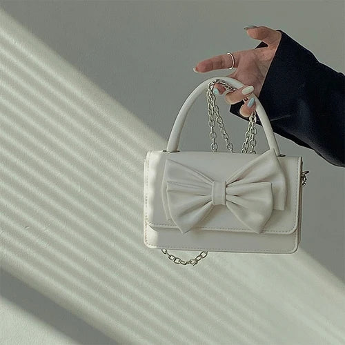 Bowknot Small Shoulder Bag PU Leather Women Crossbody Party Clutch Purse