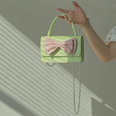 Girly Bowknot Small Shoulder Bag PU Leather Women Crossbody Bag