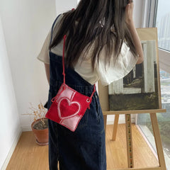 Love Heart Canvas Crossbody Bag Corduroy Women's Mini Shoulder Bag