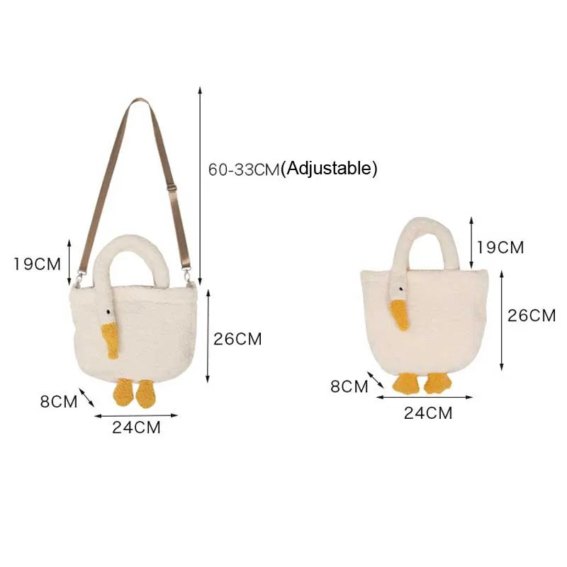 Cashmere Woman Shoulder Bag Goose Shape Girl Handbag Winter Messenger Bags