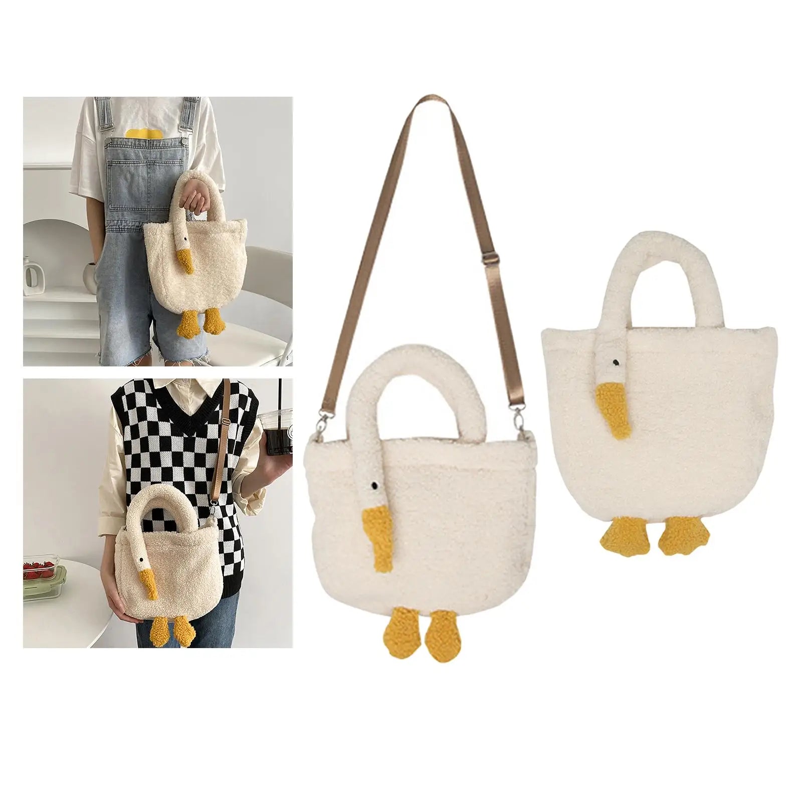 Goose Women Furry Shoulder Crossbody Bag Soft Plush Girls Messenger Bags