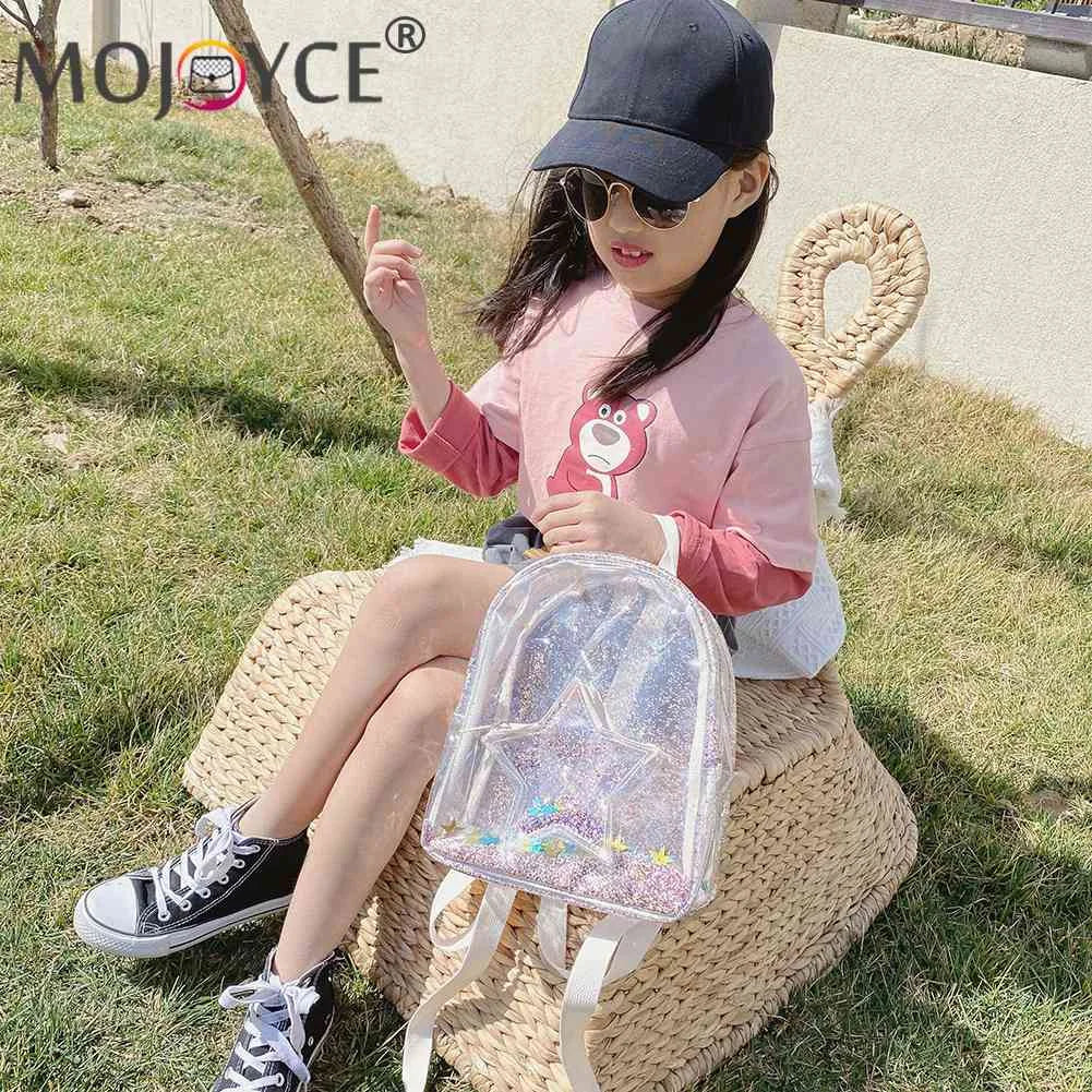 Glitter Stars PVC School Bag - Kids Love Transparent Shine Starry Backpack