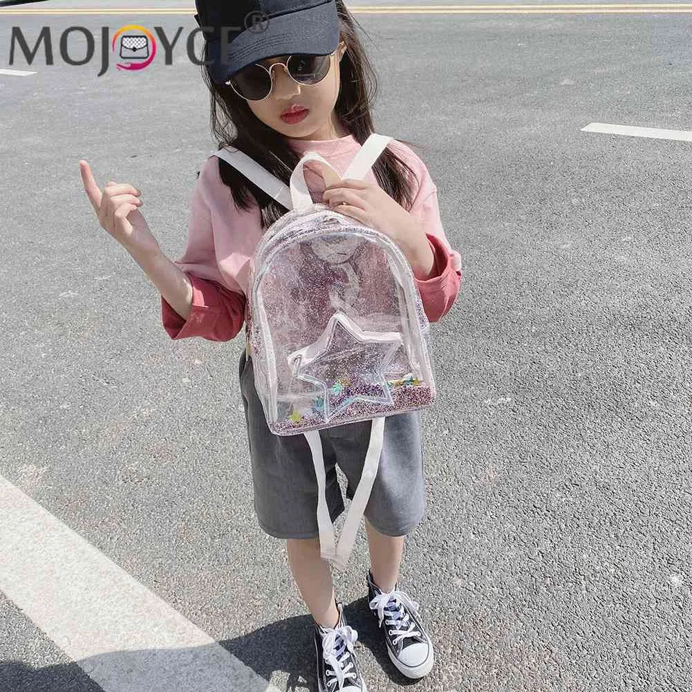 Glitter Stars PVC School Bag - Kids Love Transparent Shine Starry Backpack