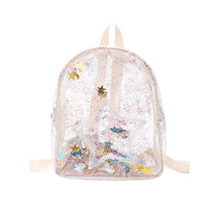 Glitter Stars PVC School Bag - Kids Love Transparent Shine Starry Backpack