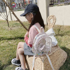 Glitter Stars PVC School Bag - Kids Love Transparent Shine Starry Backpack