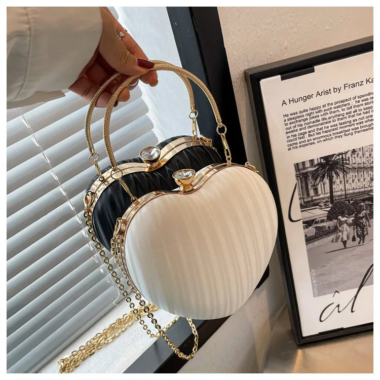 Heart Shaped Women Purses Party Clutch Wedding Evening Bag Chain Shoulder Bag