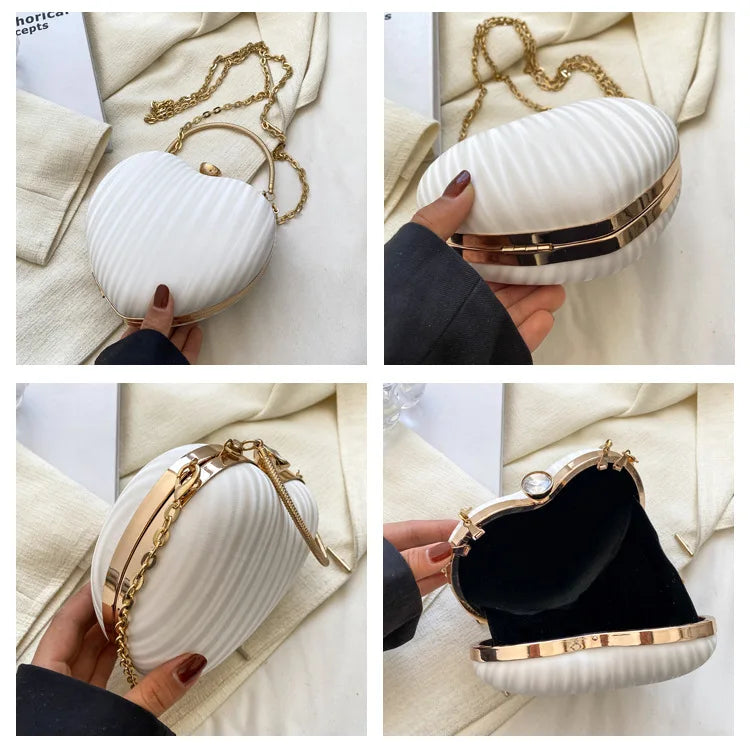Heart Shaped Women Purses Party Clutch Wedding Evening Bag Chain Shoulder Bag