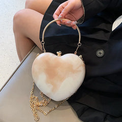 Heart Shaped Women Purses Party Clutch Wedding Evening Bag Chain Shoulder Bag