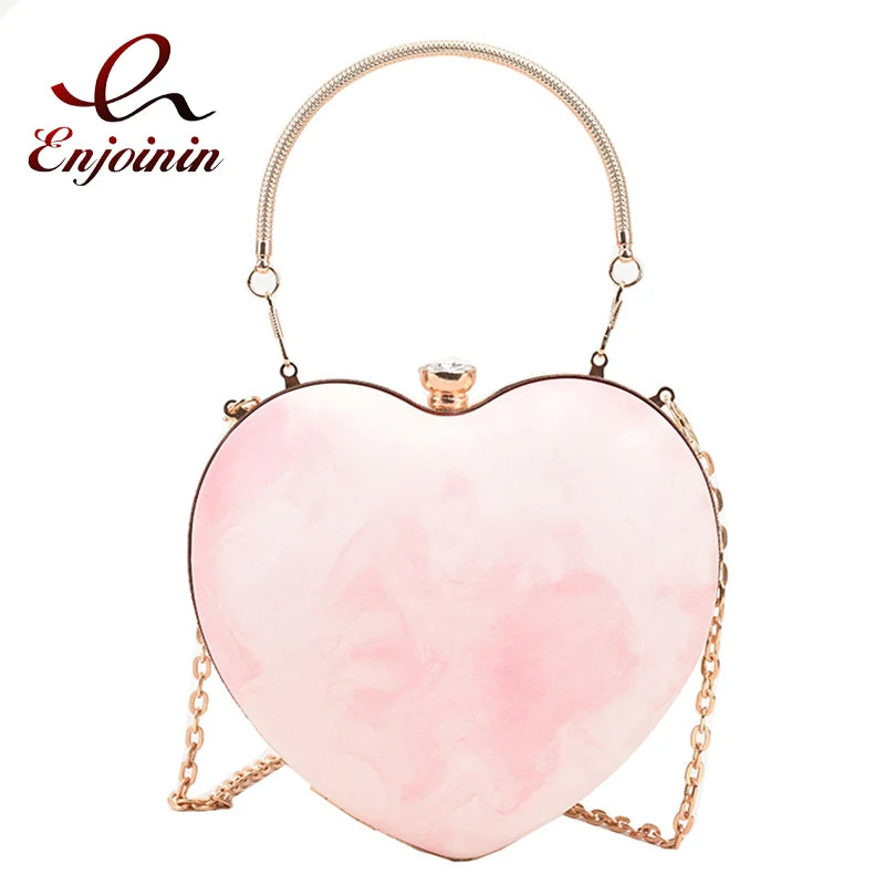 Heart Shaped Women Purses Party Clutch Wedding Evening Bag Chain Shoulder Bag