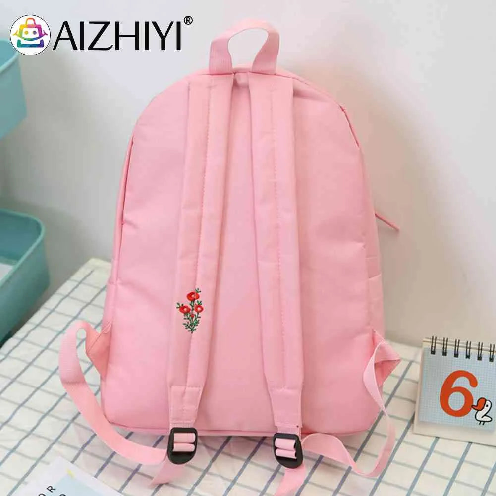 Heart Women Backpack Teenager Girl Travel Shoulder Bag School Rucksack Embroider