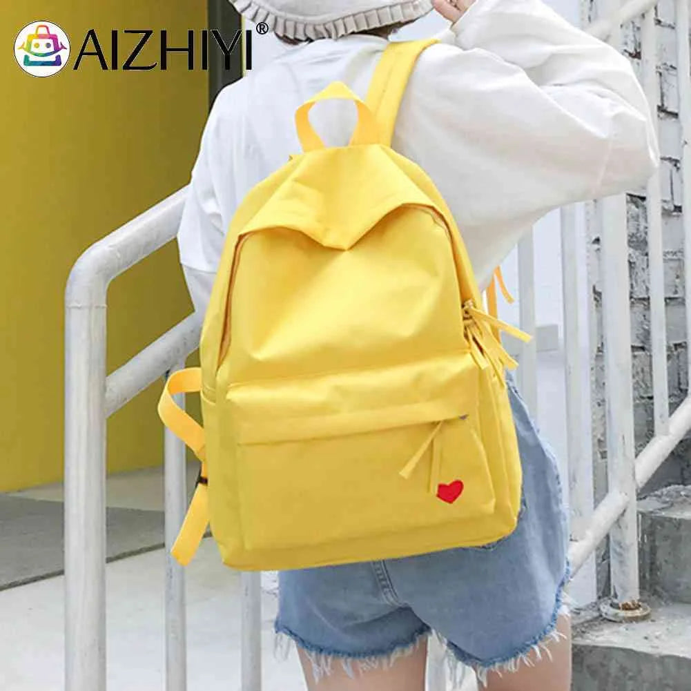 Heart Women Backpack Teenager Girl Travel Shoulder Bag School Rucksack Embroider