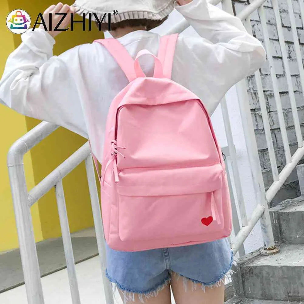 Heart Women Backpack Teenager Girl Travel Shoulder Bag School Rucksack Embroider