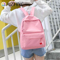 Heart Women Backpack Teenager Girl Travel Shoulder Bag School Rucksack Embroider
