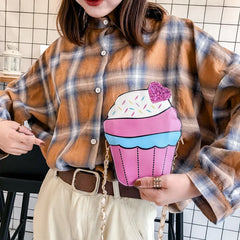 Ice Cream Sequin Cartoon Print Chain Purse Crossbody Shoulder Bag