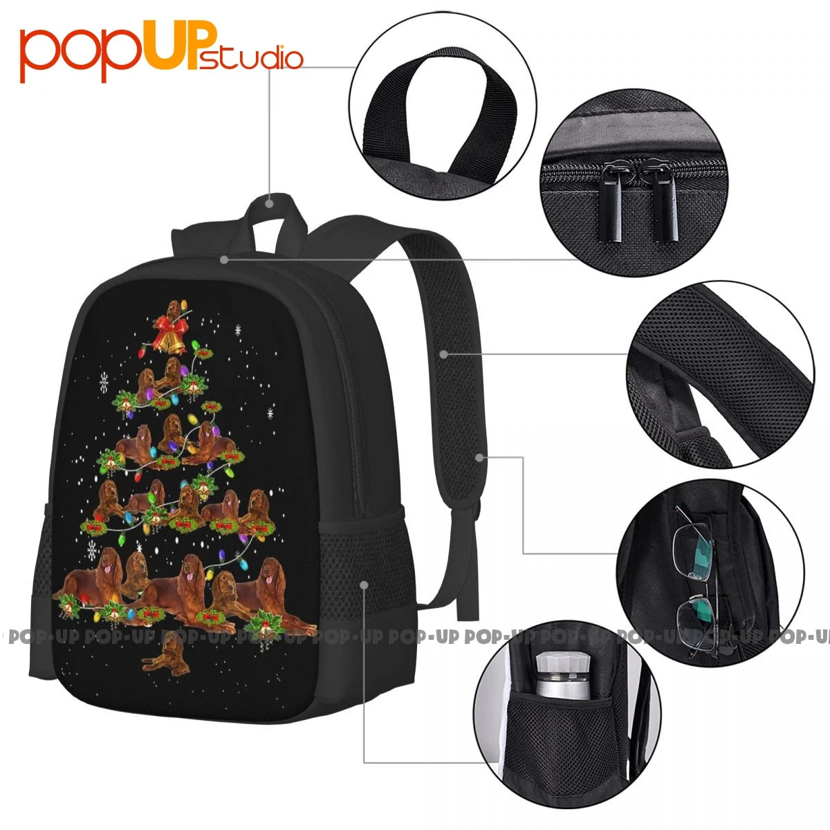 Irish Setter Dog Christmas Tree Decor Xmas Tree Backpack