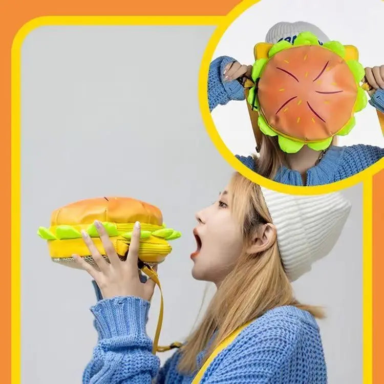 Japanese Cartoon Cheeseburger Shoulder Bag Women's Pu Leather Messenger Bag