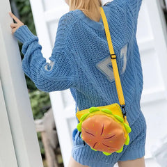 Japanese Cartoon Cheeseburger Shoulder Bag Women's Pu Leather Messenger Bag